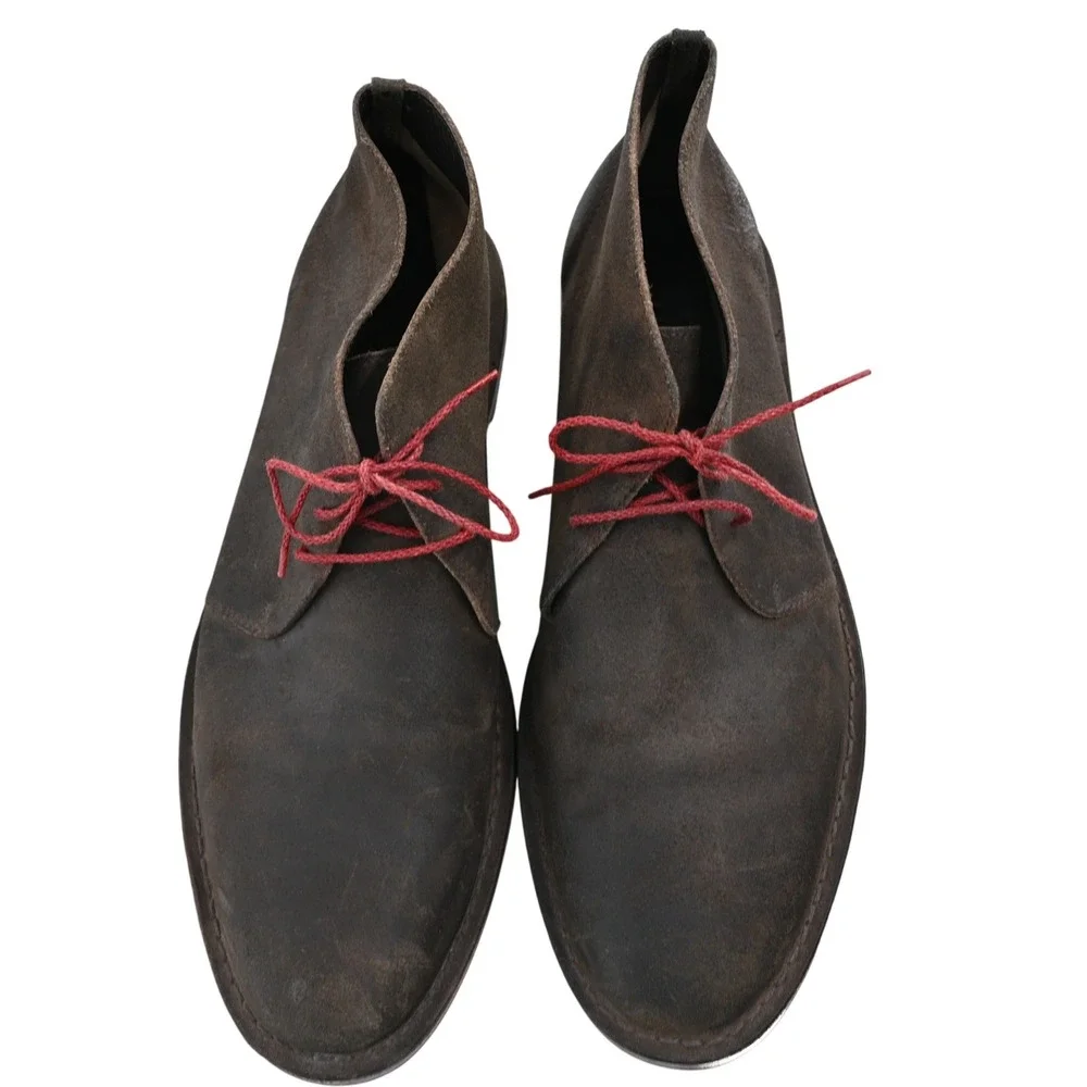 Cole Haan Mens Brown Suede Chukka Boots Red Laces Contrast Sole Size 13M